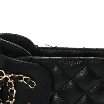 Chanel Shiny Goatskin Calfskin Quilted Lace Up Combat Boots 35.5 Black 9 of 10