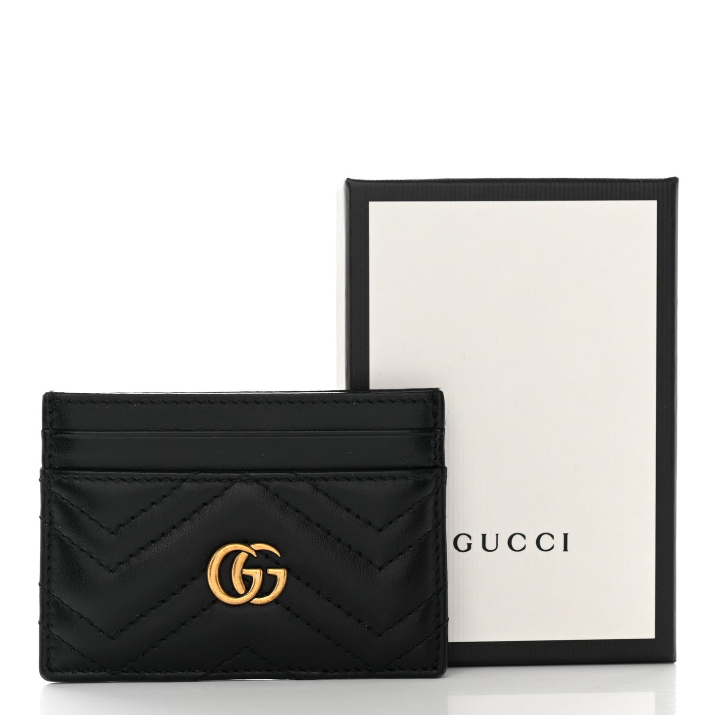 Calfskin Matelasse GG Marmont Card Holder Black