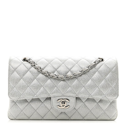Chanel Glittered Metallic Caviar Quilted Medium Double Flap Silver 1 of 11