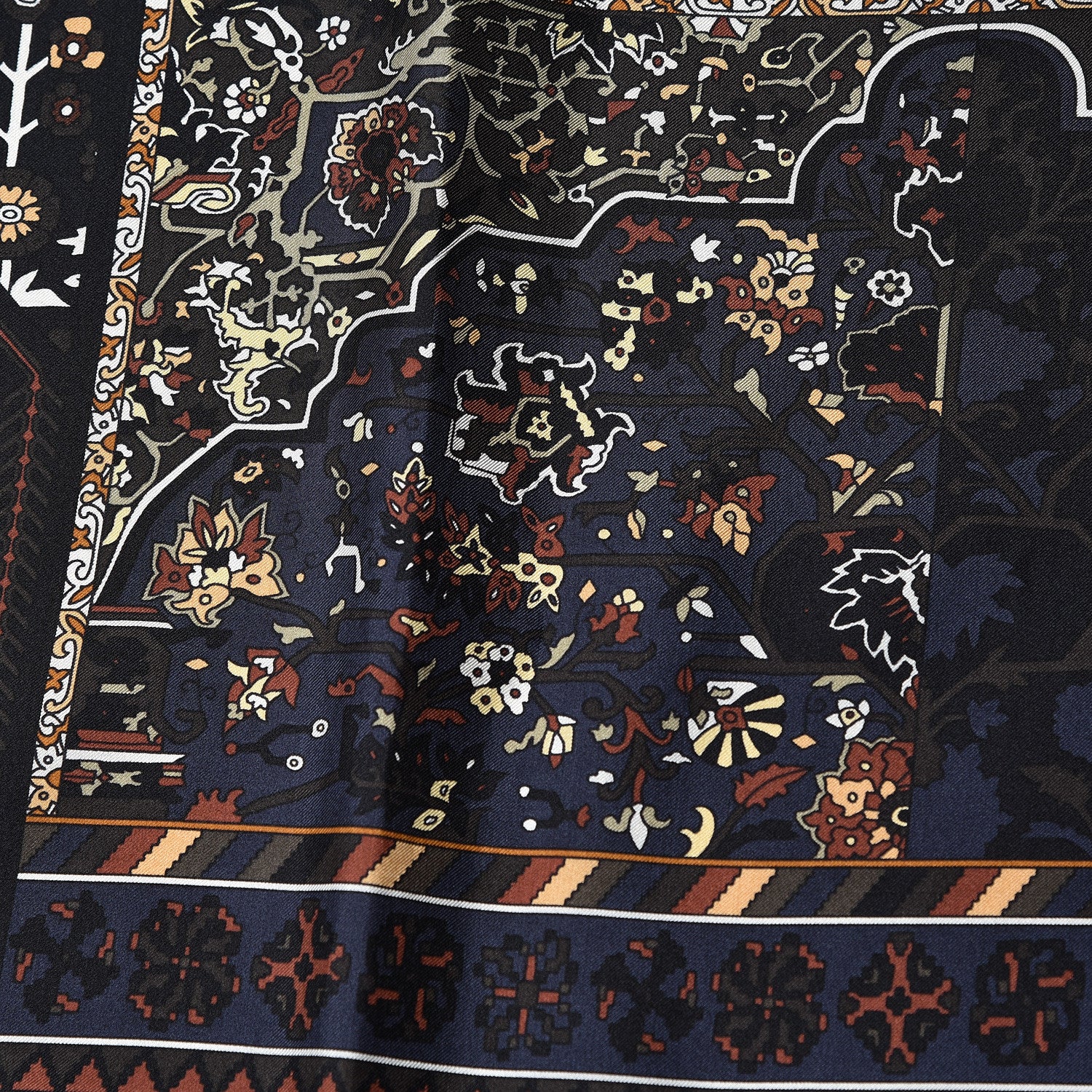 Hermes Silk Twill Tapis Persans Scarf 140 Bronze Black Kaki 6 of 6