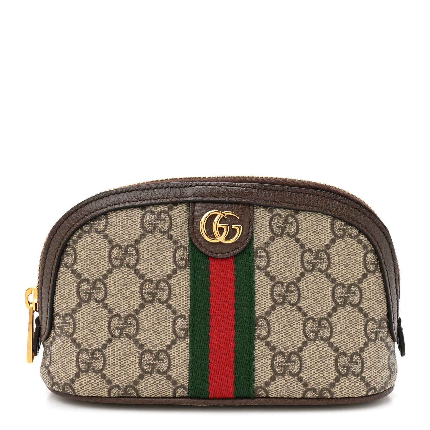 Gucci GG Supreme Monogram Textured Calfskin Web Medium Ophidia Cosmetic Case Beige Ebony New Acero 1 of 7