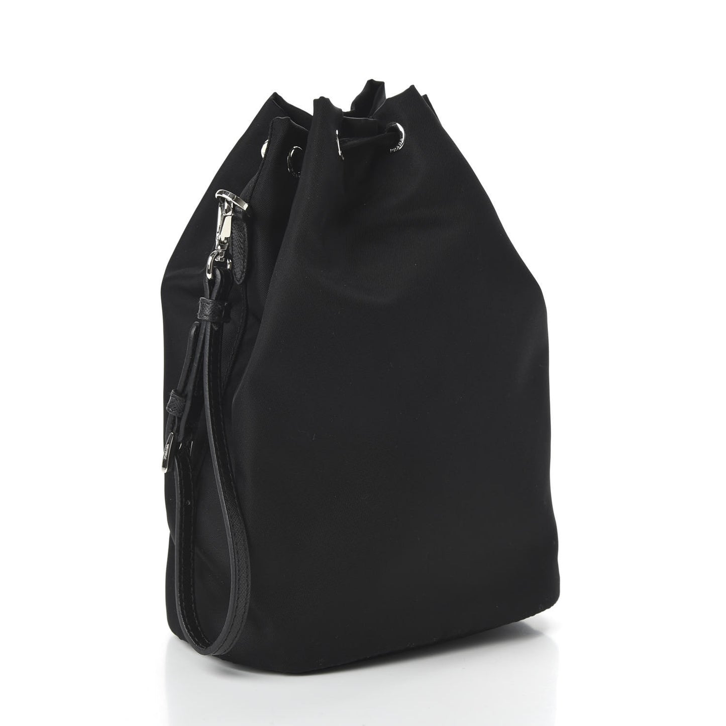 Saffiano Tessuto Nylon Vela Bucket Wristlet Black