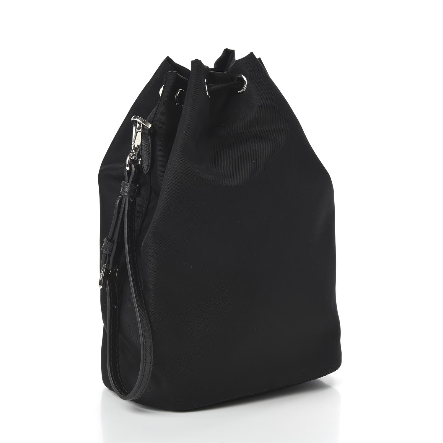 Prada Saffiano Tessuto Nylon Vela Bucket Wristlet Black 3 of 10