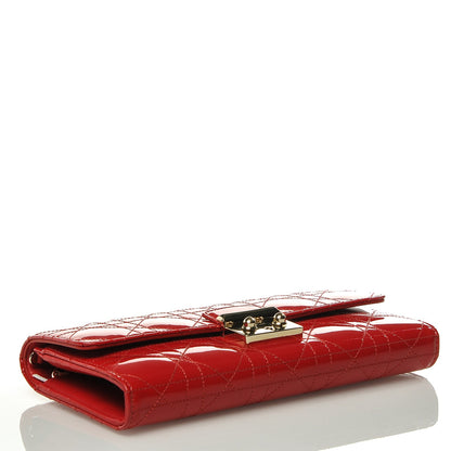 Christian Dior Patent Cannage Miss Dior Chain Wallet Red 4 of 6