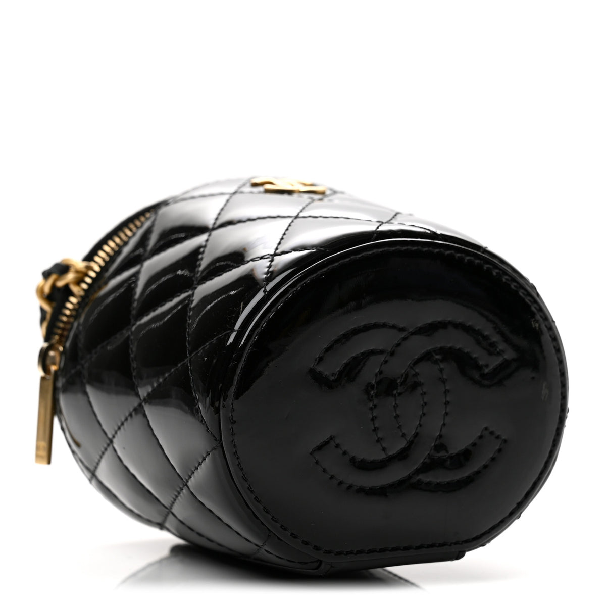 Chanel Patent Quilted Afternoon Tea Top Handle Vanity Case With Chain Black 4 of 13