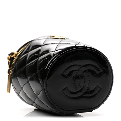 Chanel Patent Quilted Afternoon Tea Top Handle Vanity Case With Chain Black 4 of 13