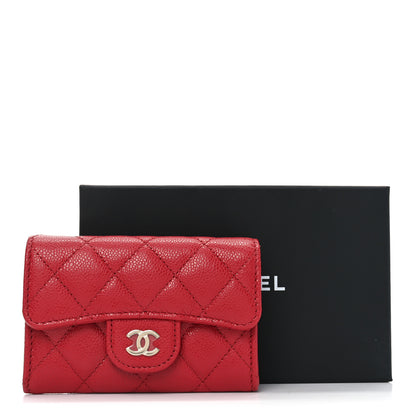Chanel Caviar Quilted Flap Card Holder Wallet Red 9 of 9