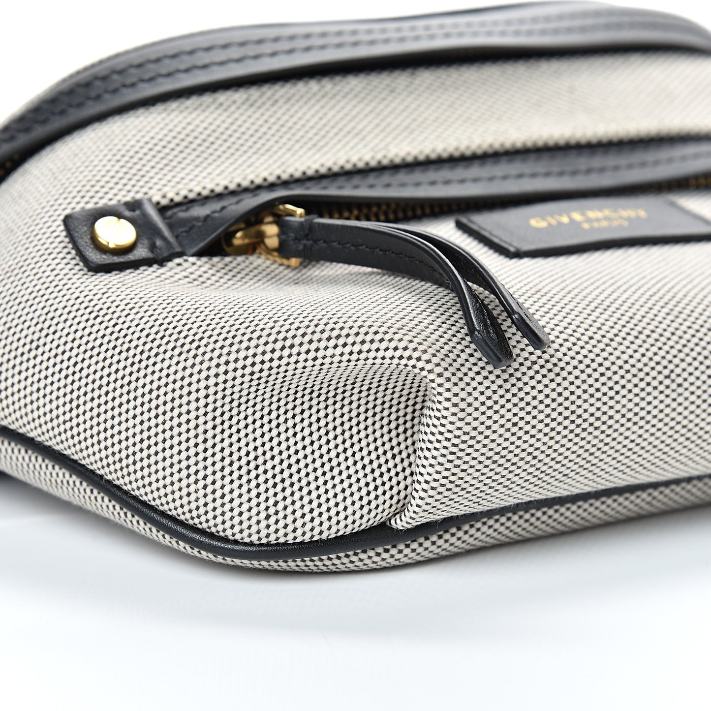 Calfskin Canvas Whip Belt Bag Black