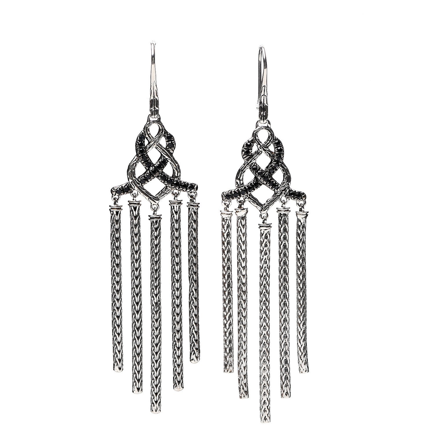 Sterling Silver Black Sapphire Classic Chain Chandelier Earrings