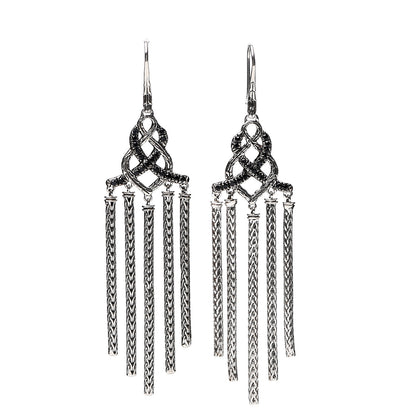 John Hardy Sterling Silver Black Sapphire Classic Chain Chandelier Earrings 1 of 4