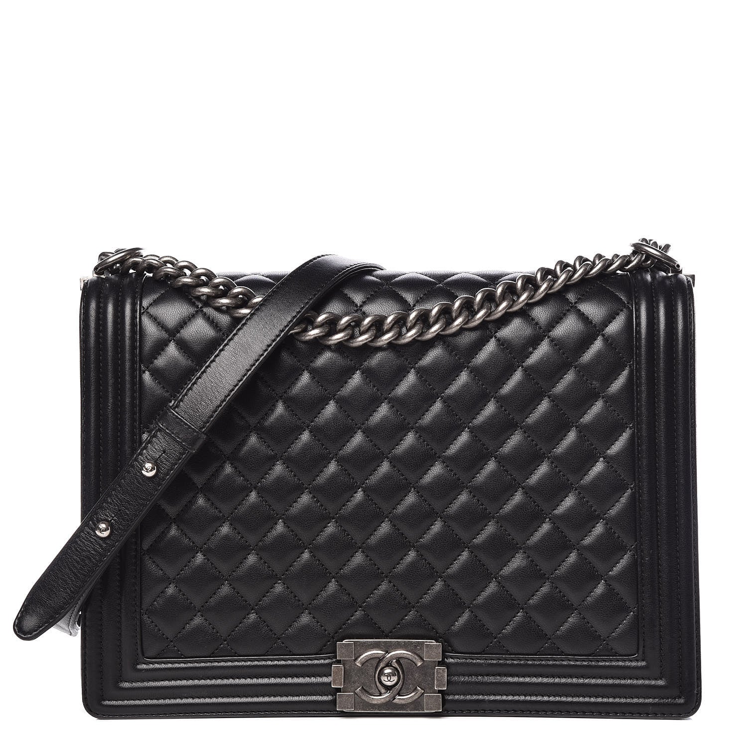 Chanel Lambskin Quilted Large Boy Flap Black 1 of 16