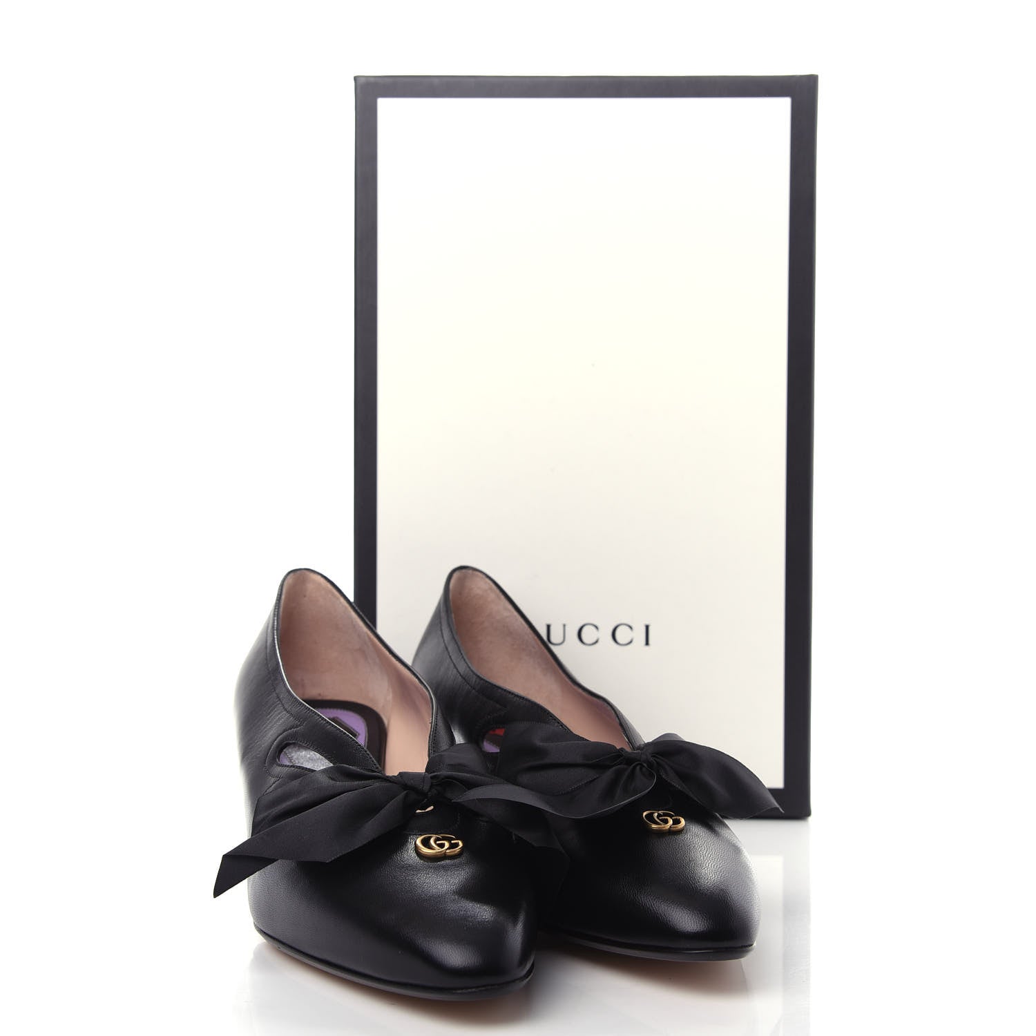 Gucci Malaga Kid Bow Berith Low Heel Pumps 39 Black 11 of 12