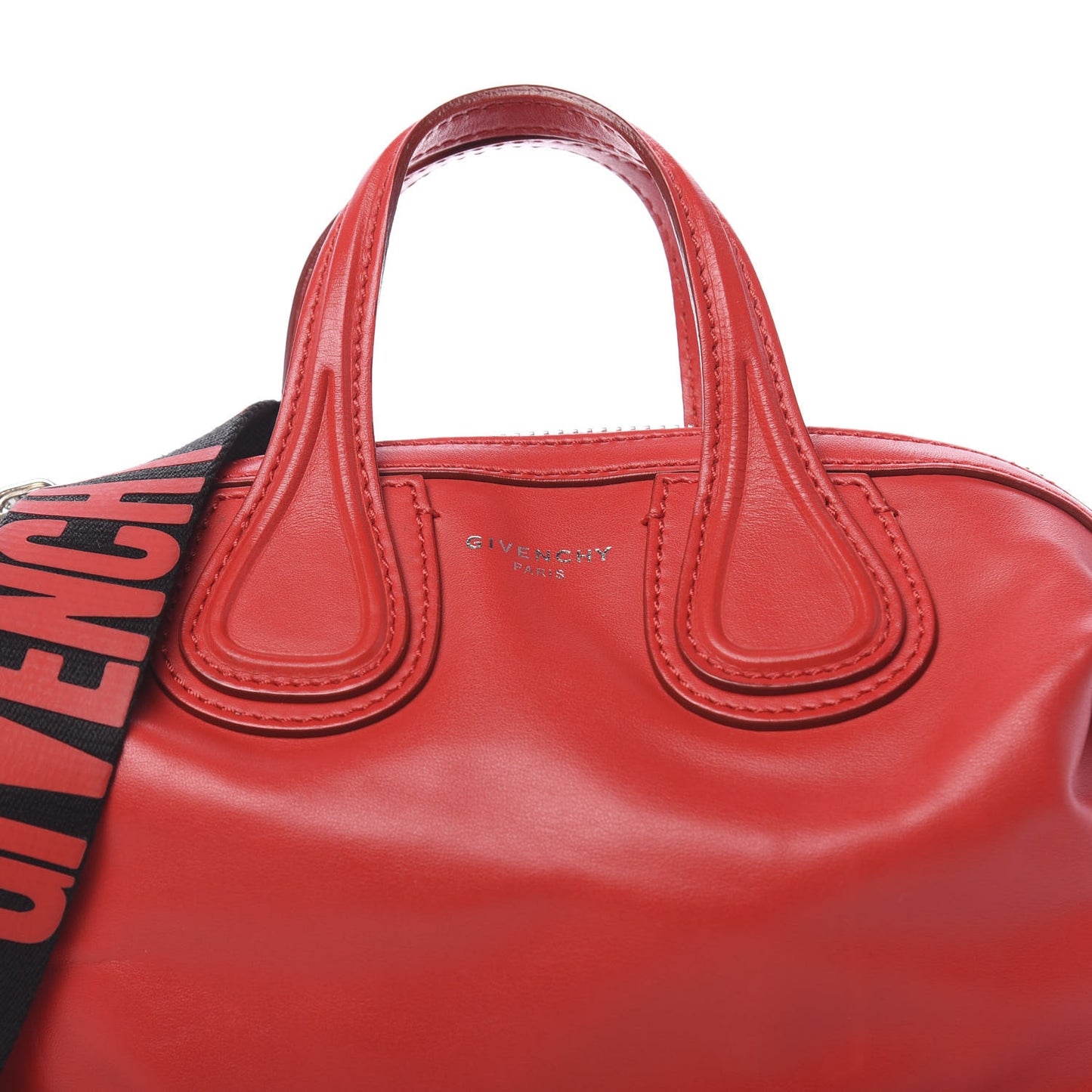 Calfskin Micro Nightingale Logo Strap Red