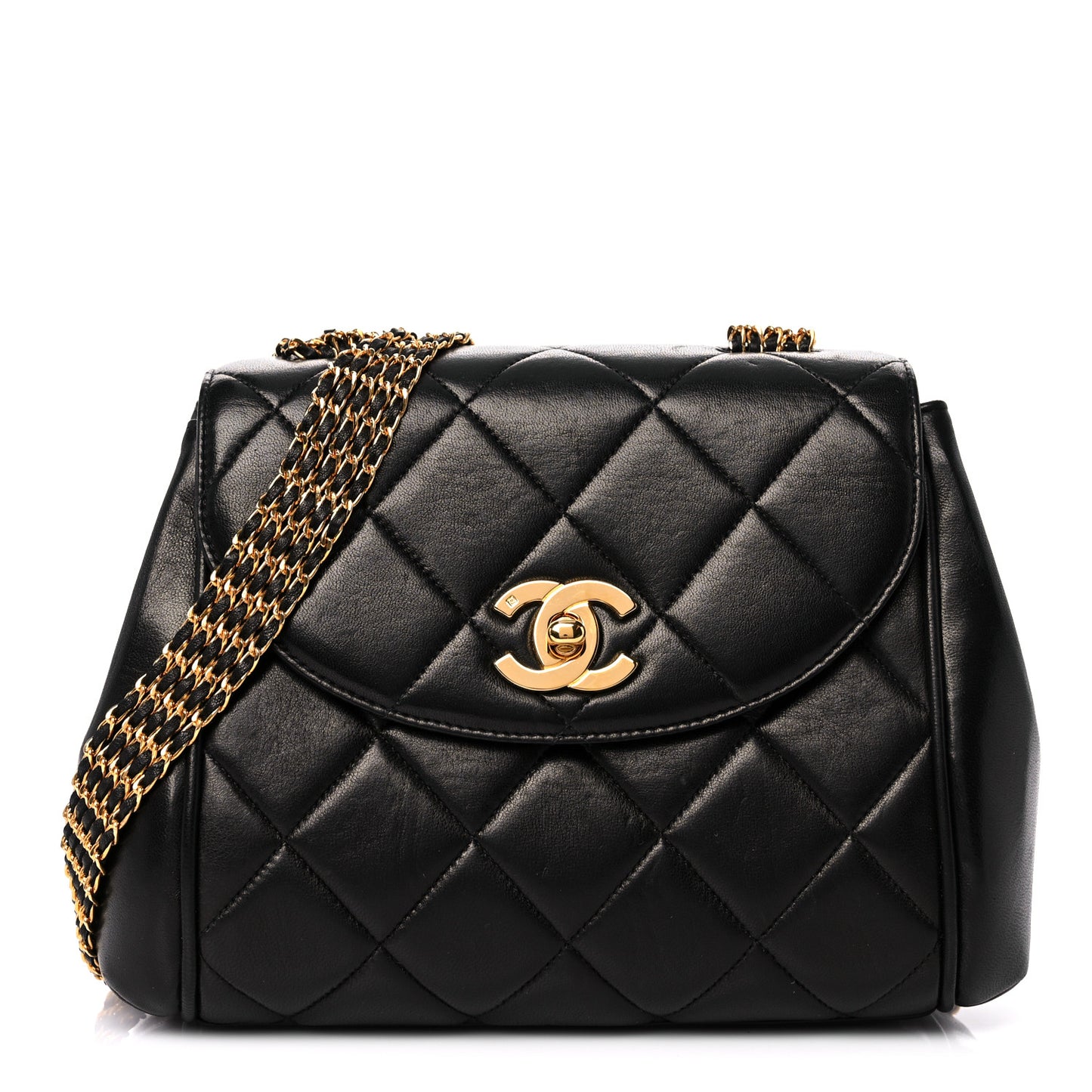 Lambskin Quilted 5 Chain Small Flap Black