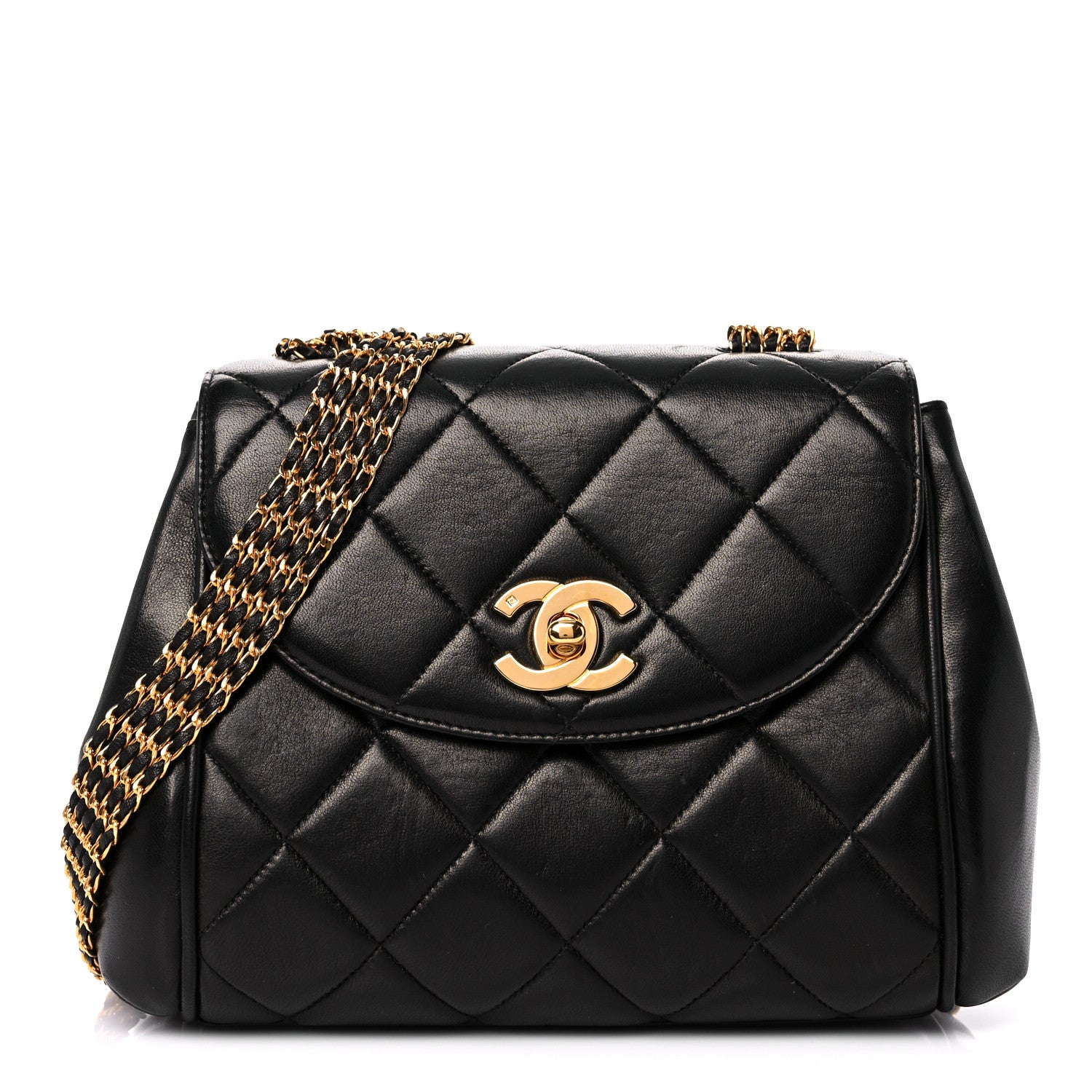 Chanel Lambskin Quilted 5 Chain Small Flap Black 1 of 18