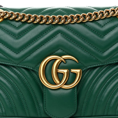 Gucci Calfskin Matelasse Small GG Marmont Shoulder Bag Emerald Green 8 of 10