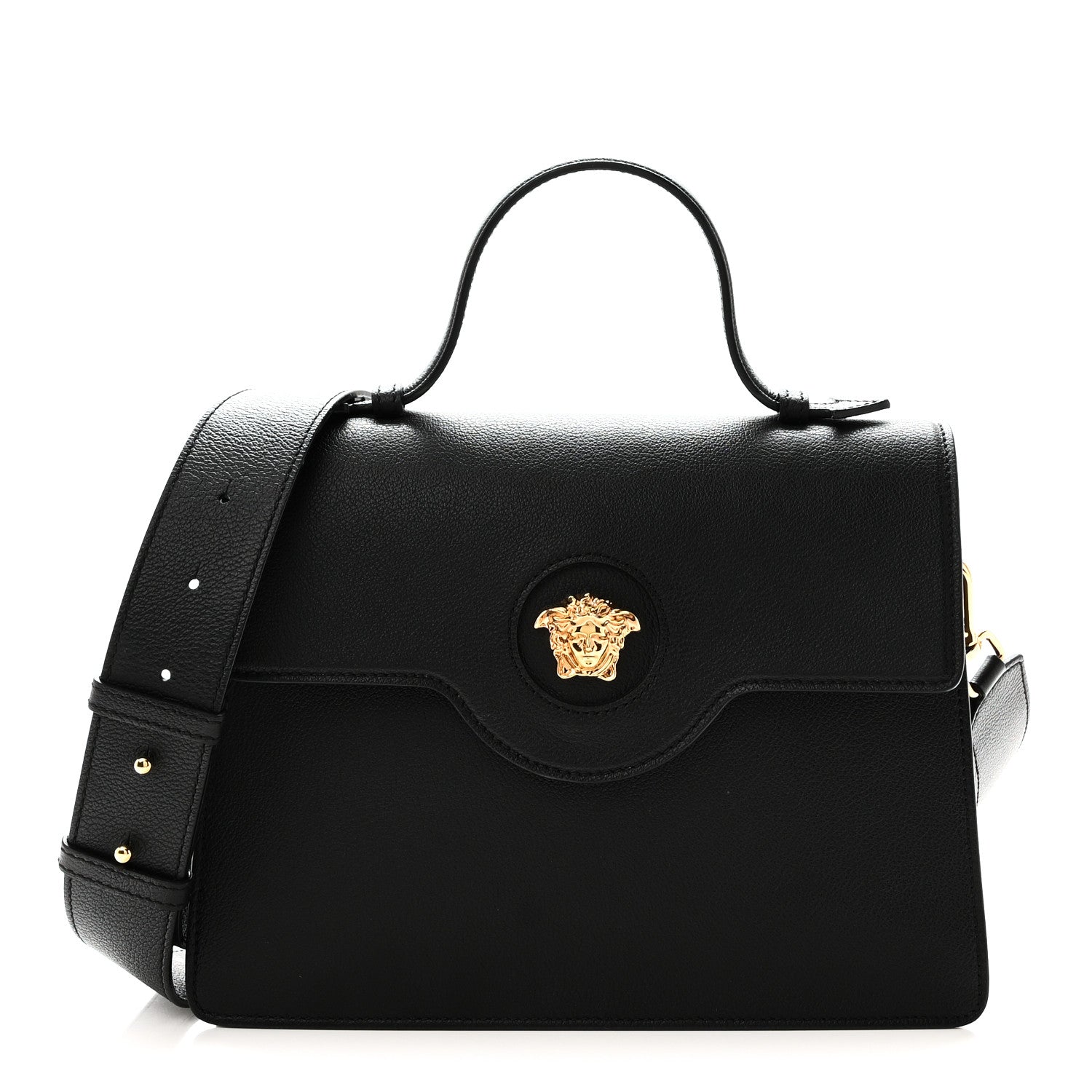 Versace Calfskin La Medusa Top Handle Shoulder Bag Black 1 of 9