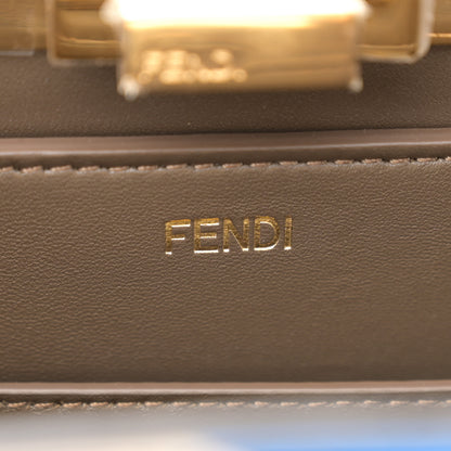 Fendi Glazed Fabric Vitello FF 1974 Hairdo Girls Inlay Medium Peekaboo Iconic Satchel Mogano Panna Multicolor 6 of 10
