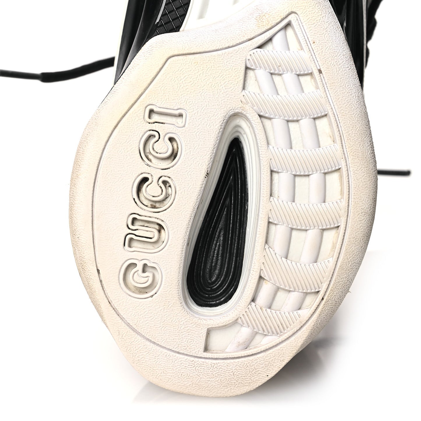 Technical Knit Fabric Suede Calfskin Womens Gucci Run Sneakers 38 Black White