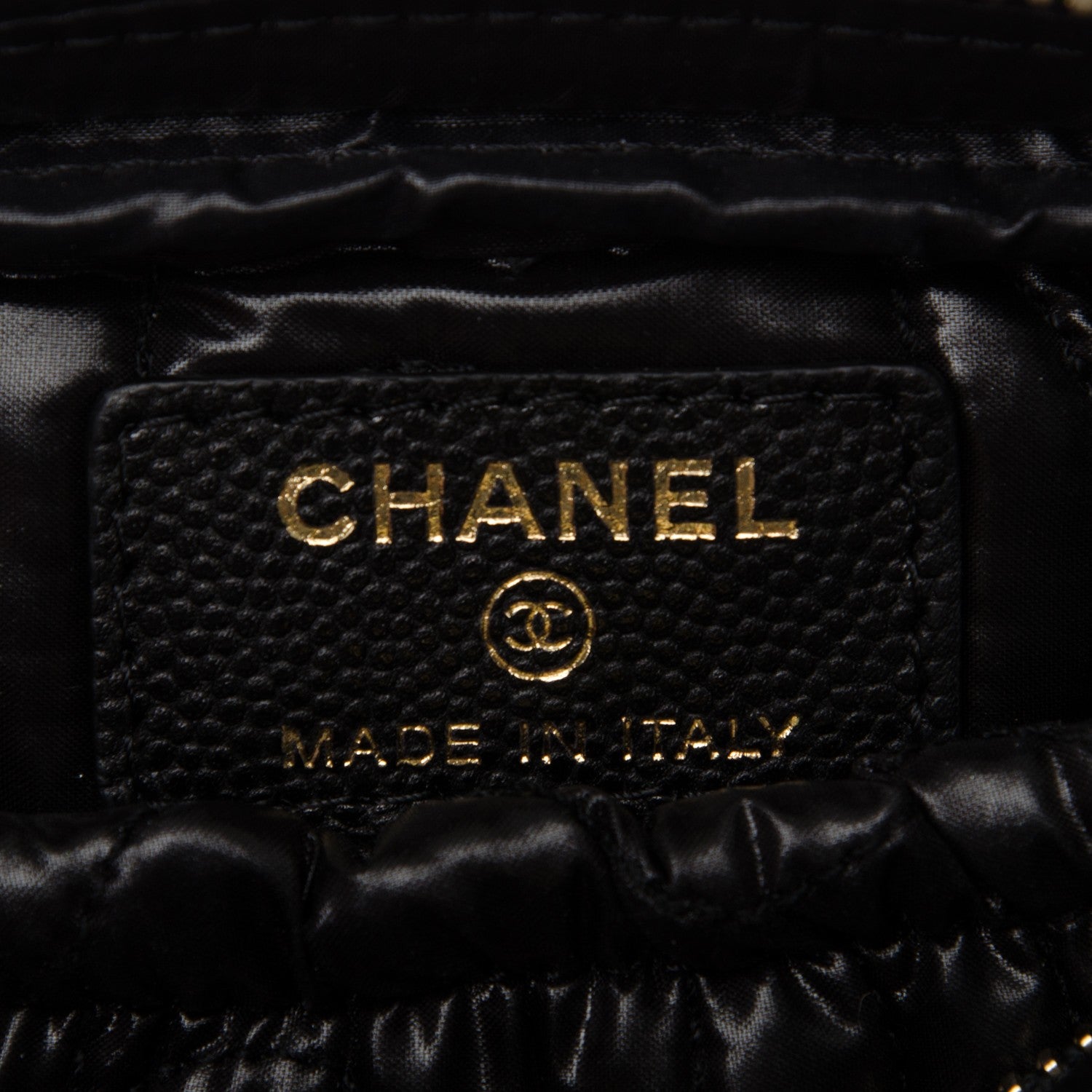 Chanel Caviar Camellia Embossed Small Cosmetic Case Black 6 of 7