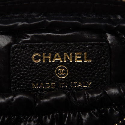 Chanel Caviar Camellia Embossed Small Cosmetic Case Black 6 of 7