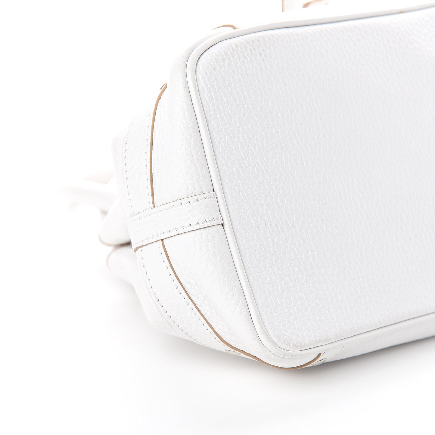 Grainy Calfskin Top Handle Bag White
