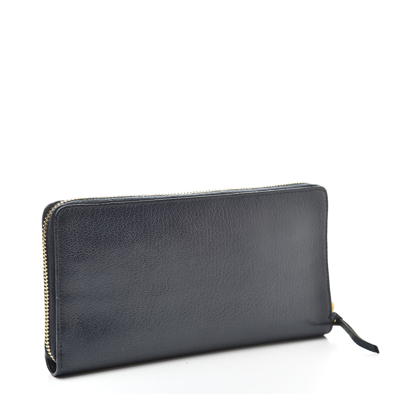 Balenciaga Chevre Gold Metallic Edge Hardware Continental Zip Around Wallet Bleu Nuit 3 of 8
