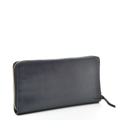 Balenciaga Chevre Gold Metallic Edge Hardware Continental Zip Around Wallet Bleu Nuit 3 of 8