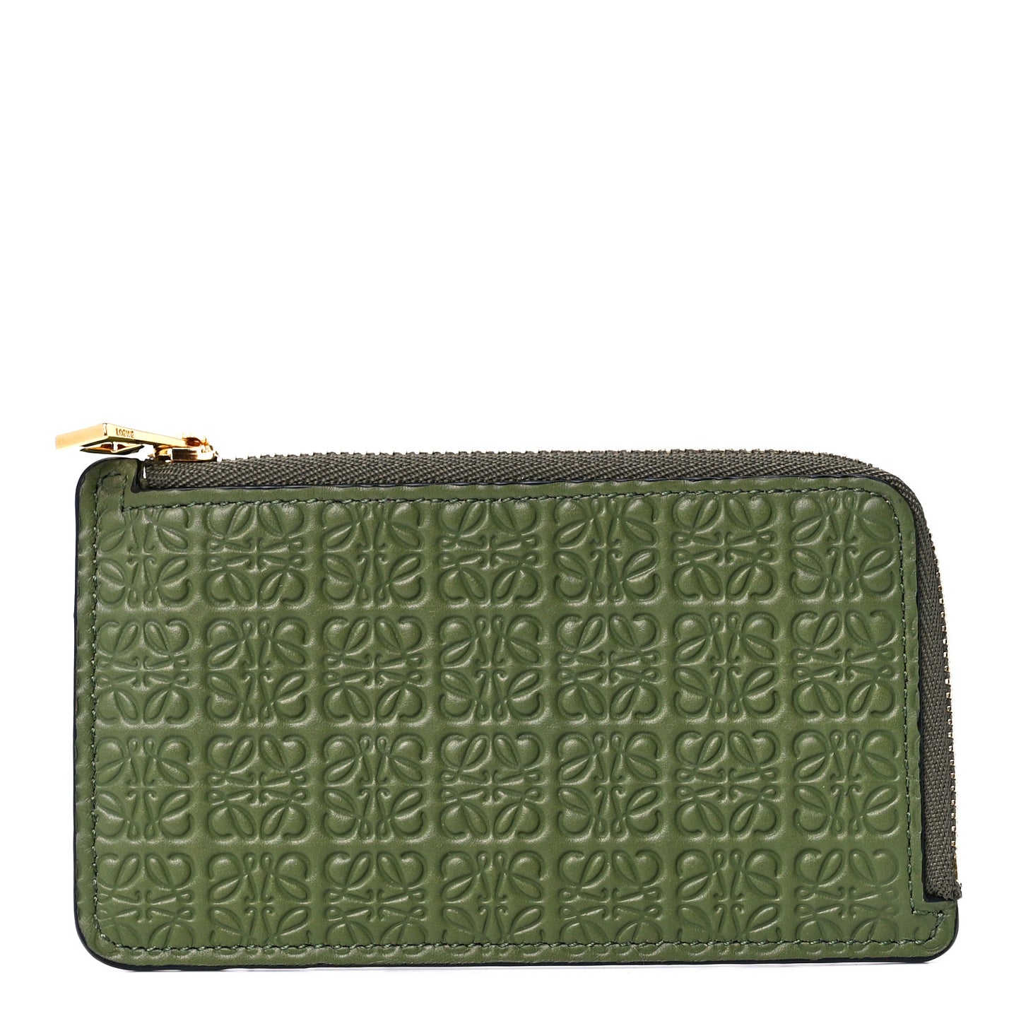 Calfskin Embossed Repeat Coin Card Holder Avocado Green