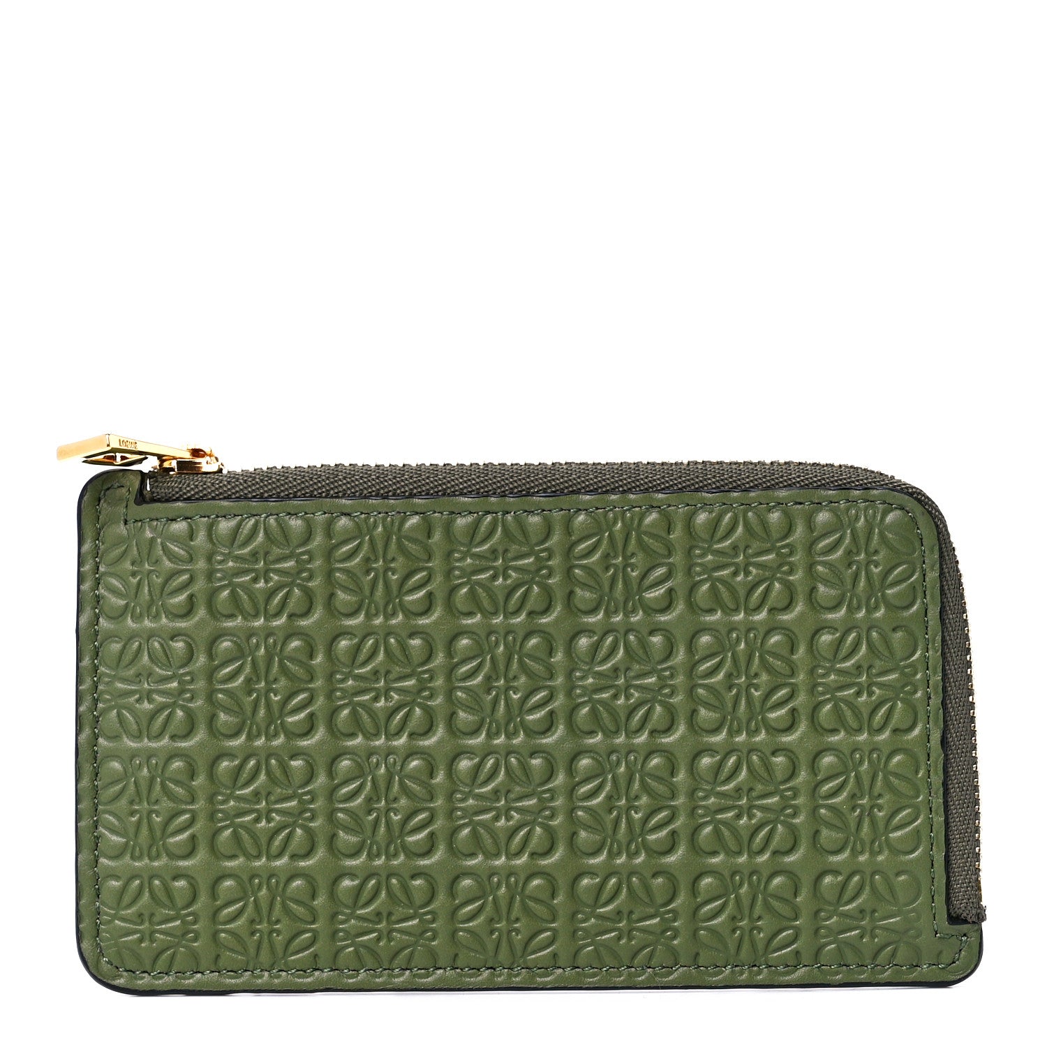 Loewe Calfskin Embossed Repeat Coin Card Holder Avocado Green 8 of 12