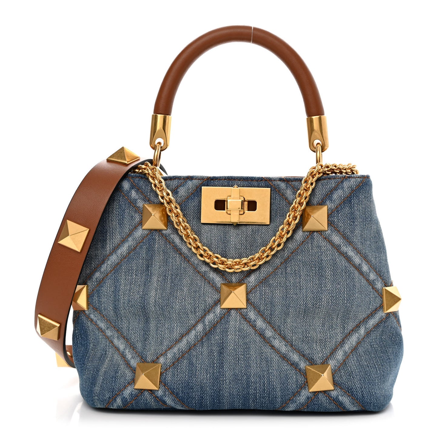 Denim Small Roman Stud The Handle Bag Light Denim Selleria