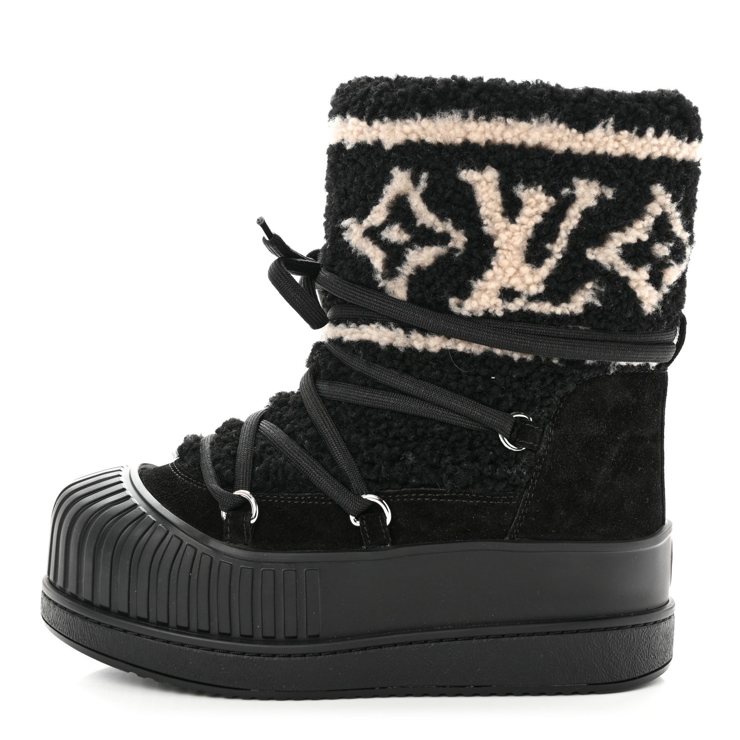 Suede Shearling Polar Flat Half Boots 36 Black