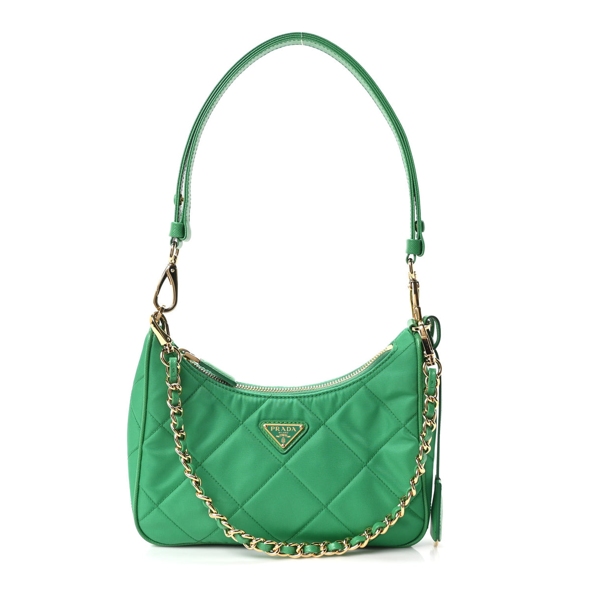 Prada Re-Nylon Saffiano Stitched Mini Re-Edition 1995 Chaine Shoulder Bag Menta 1 of 10