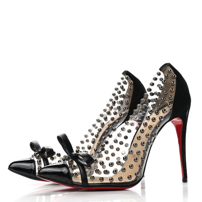Christian Louboutin Suede Patent Studded Bille et Boule 100 Pumps 38.5 Black 3 of 9