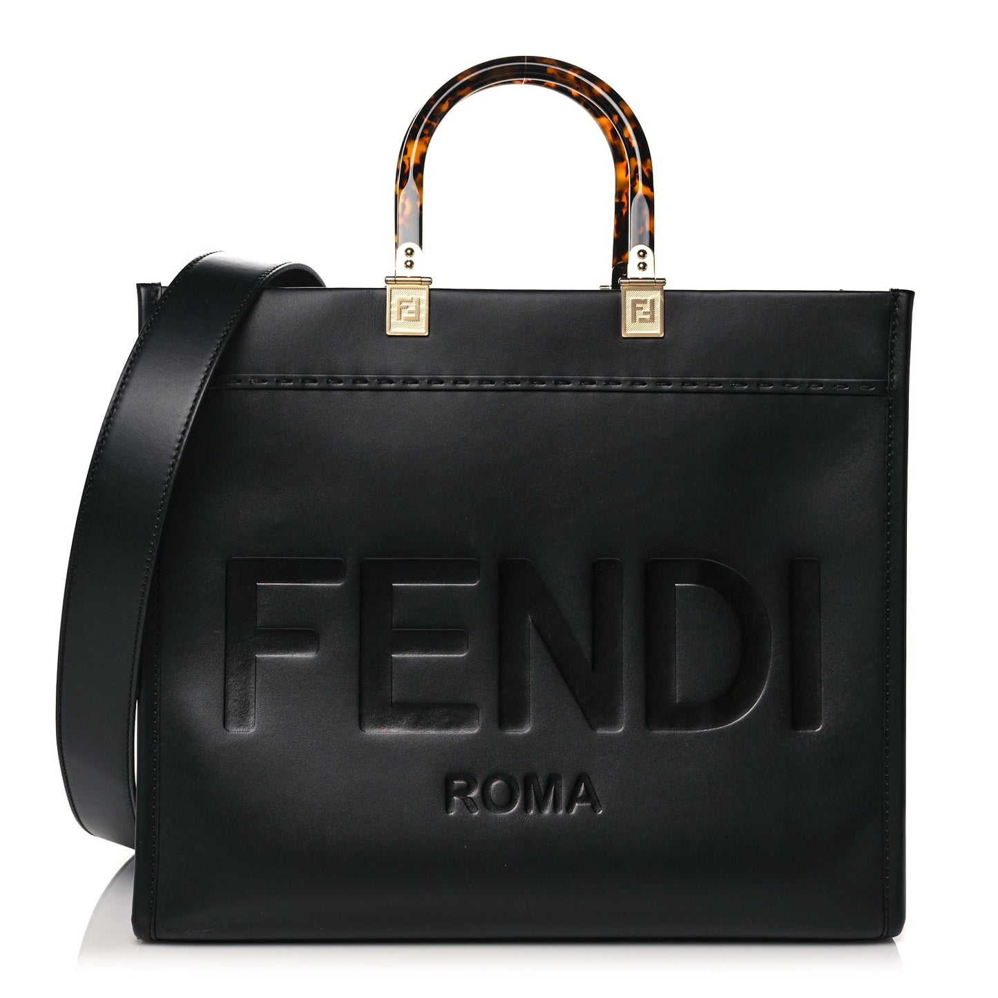 Vitello King Plexiglass Medium Fendi Sunshine Shopper Tote Black