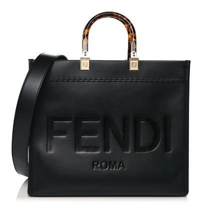 Fendi Vitello King Plexiglass Medium Fendi Sunshine Shopper Tote Black 1 of 12