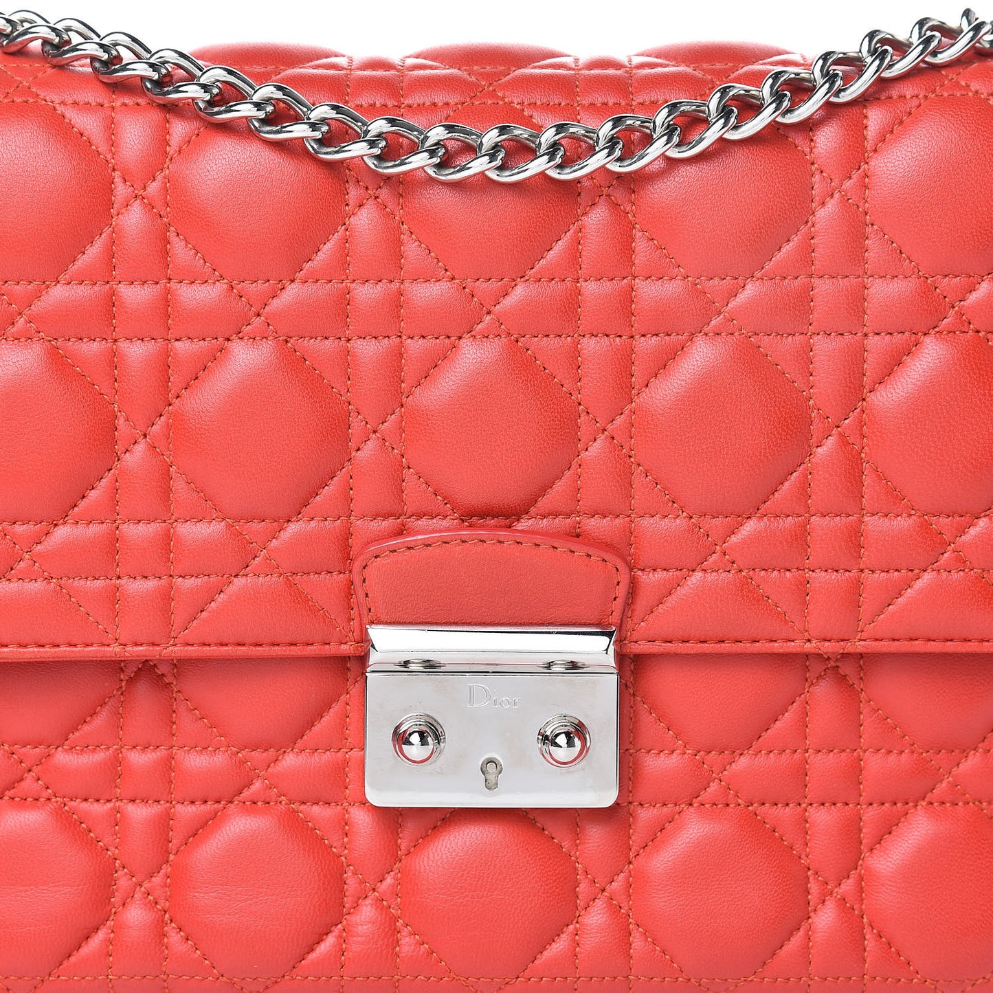Lambskin Cannage Large Miss Dior Flap Vermillion