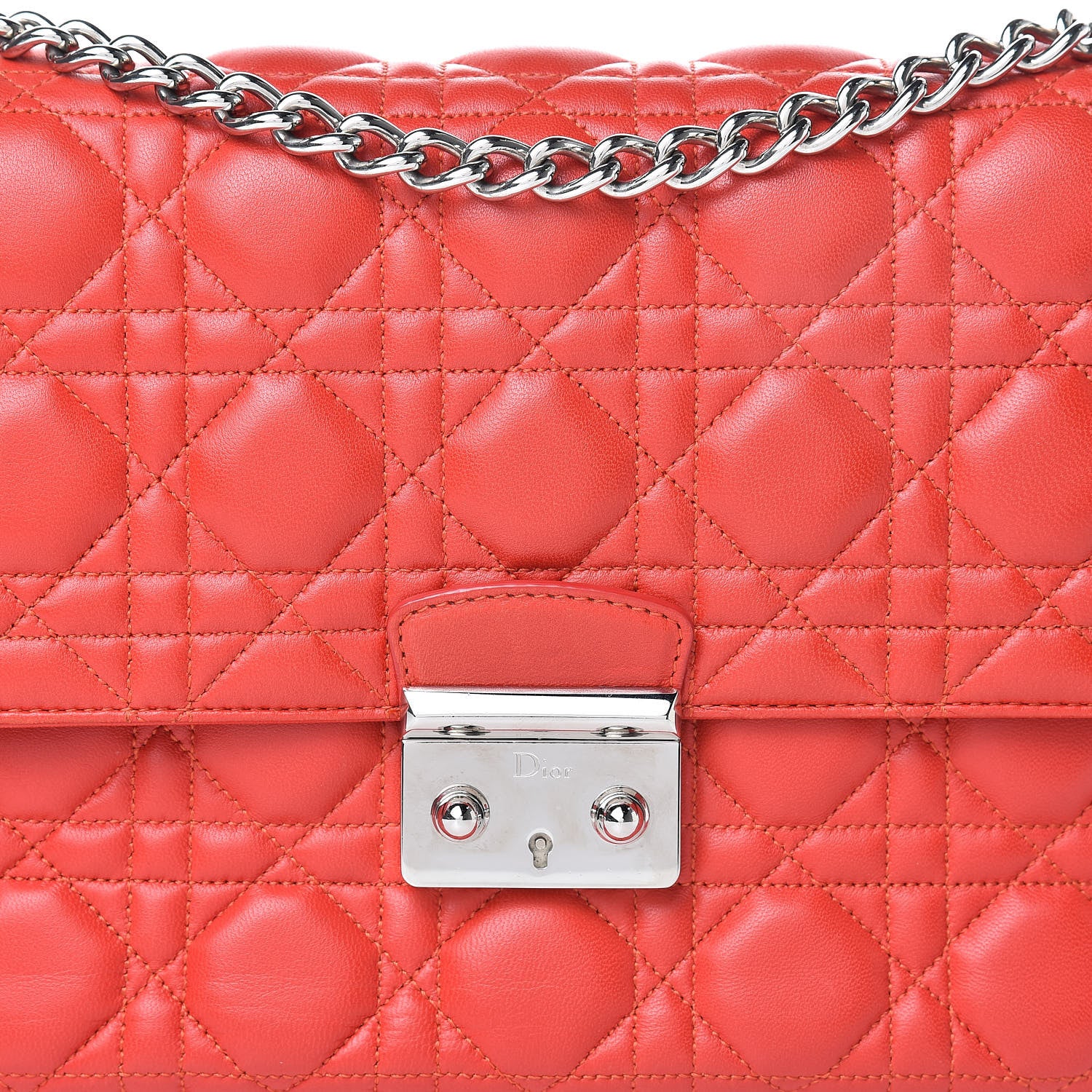 Christian Dior Lambskin Cannage Large Miss Dior Flap Vermillion 9 of 20