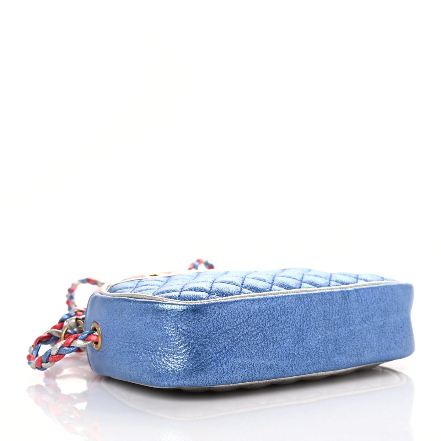 Laminated Nappa Trapuntata Mini Zumi Dome Shoulder Bag Rosso Marine Argento