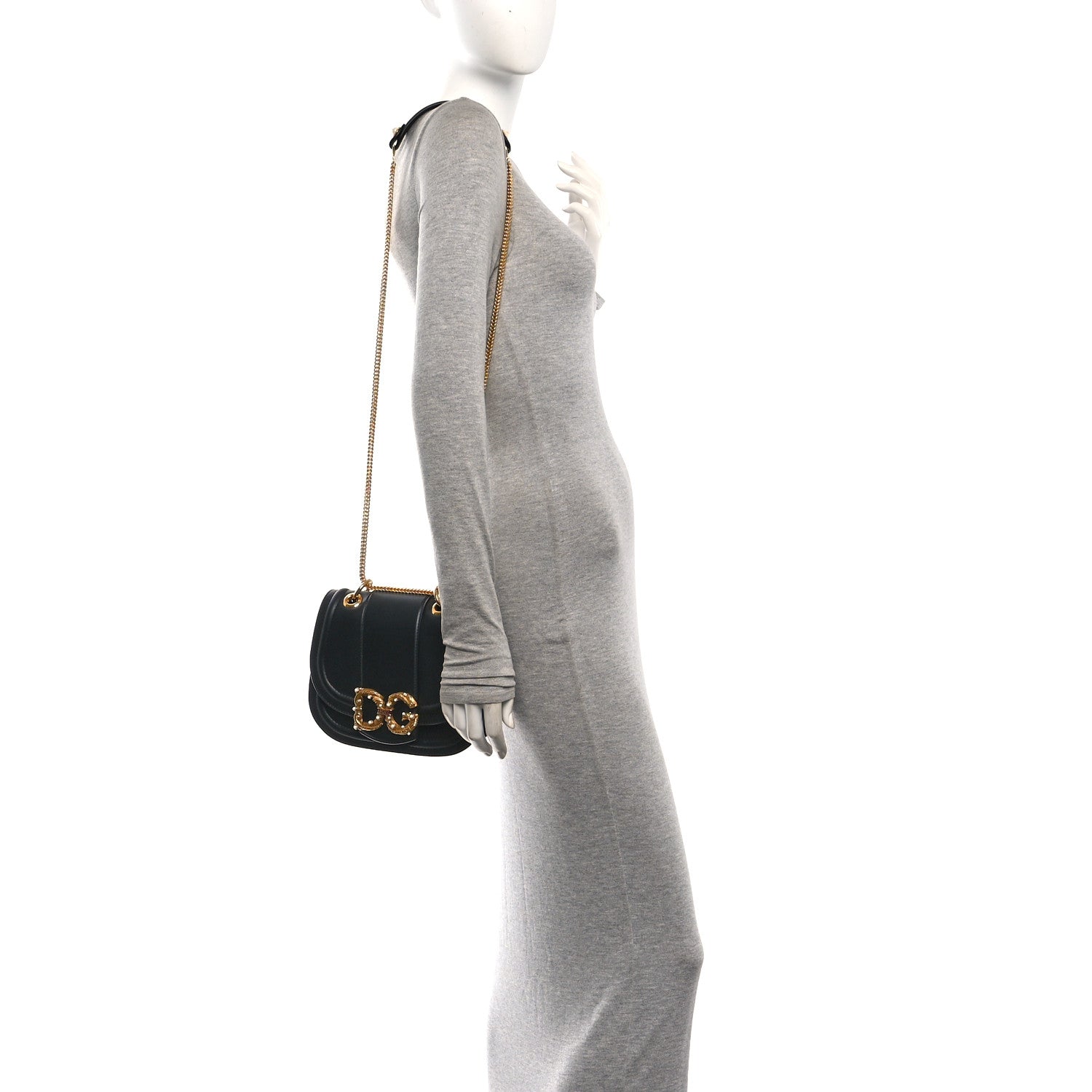 Dolce & Gabbana Smooth Calfskin Small DG Amore Shoulder Bag Black 2 of 9