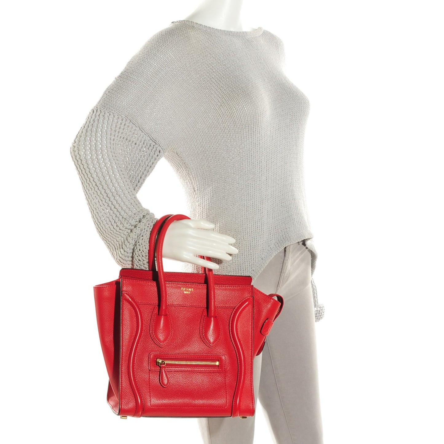 Drummed Calfskin Micro Luggage Coquelicot