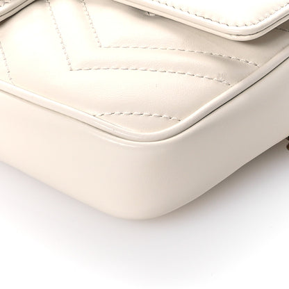 Gucci Calfskin Matelasse Mini GG Marmont Shoulder Bag With Card Holder White Black 11 of 12