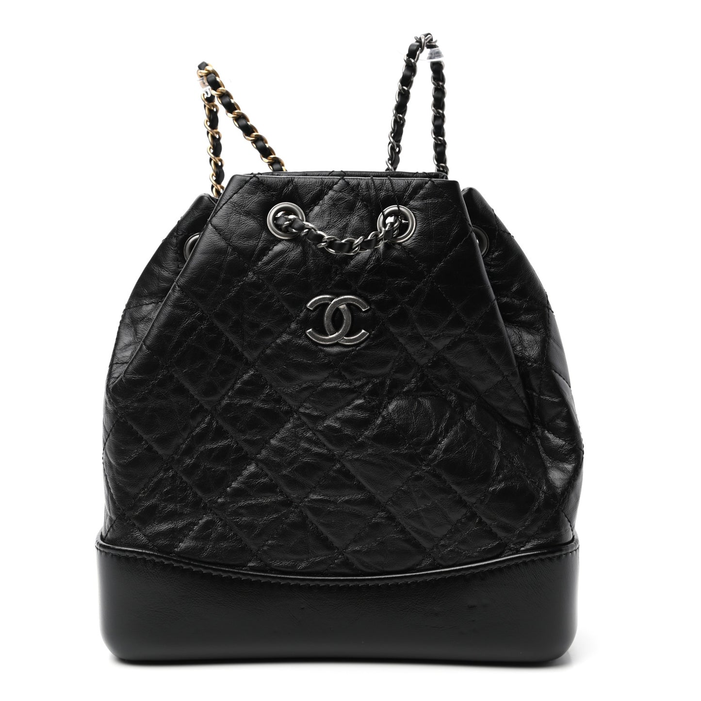 Aged Calfskin Quilted Small Gabrielle Backpack Black
