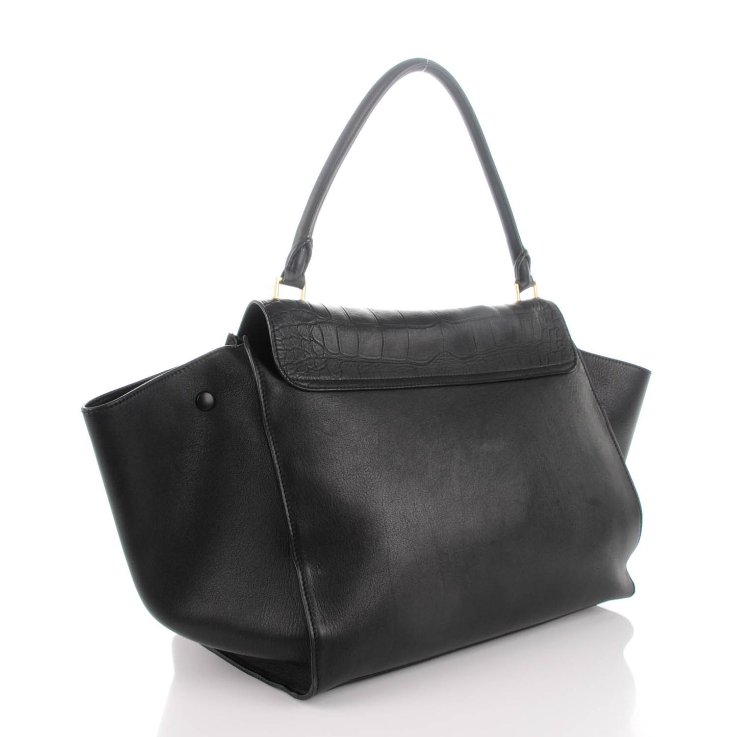 Crocodile Embossed Calfskin Large Trapeze Black