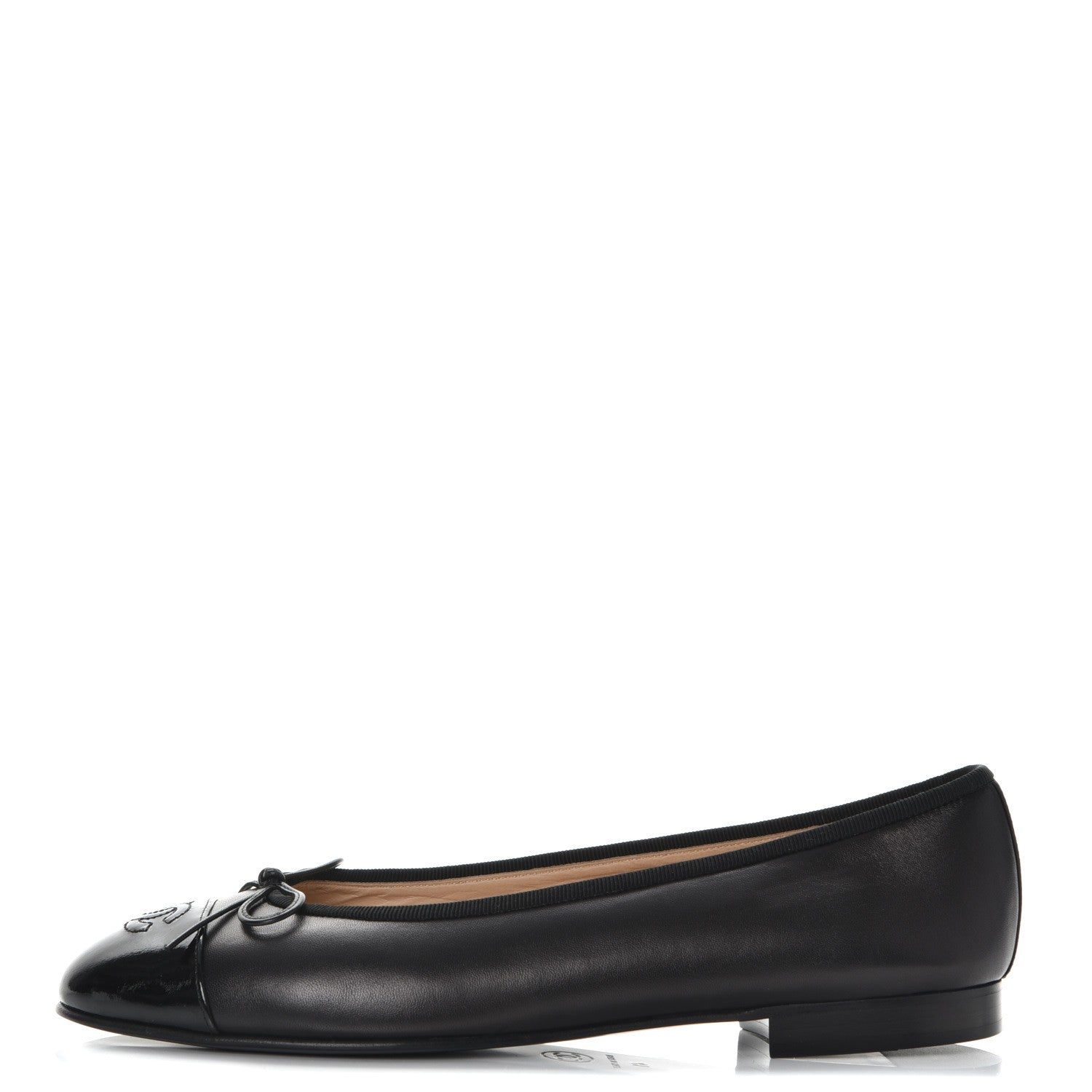 Chanel Lambskin Patent Cap Toe Ballerina Flats 41 Black 1 of 11
