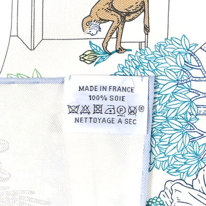 Hermes Silk Twill Precious Paradise Scarf 90 White Acqua Menthol 4 of 4