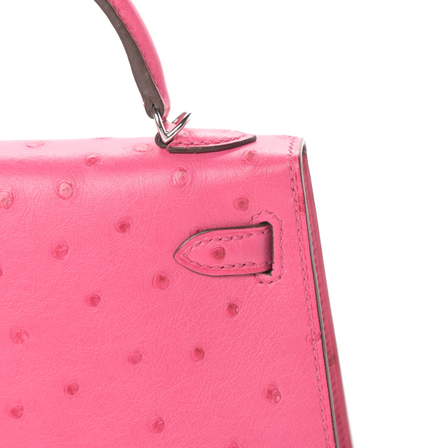 Ostrich Kelly Sellier Mini 20 Rose Tyrien