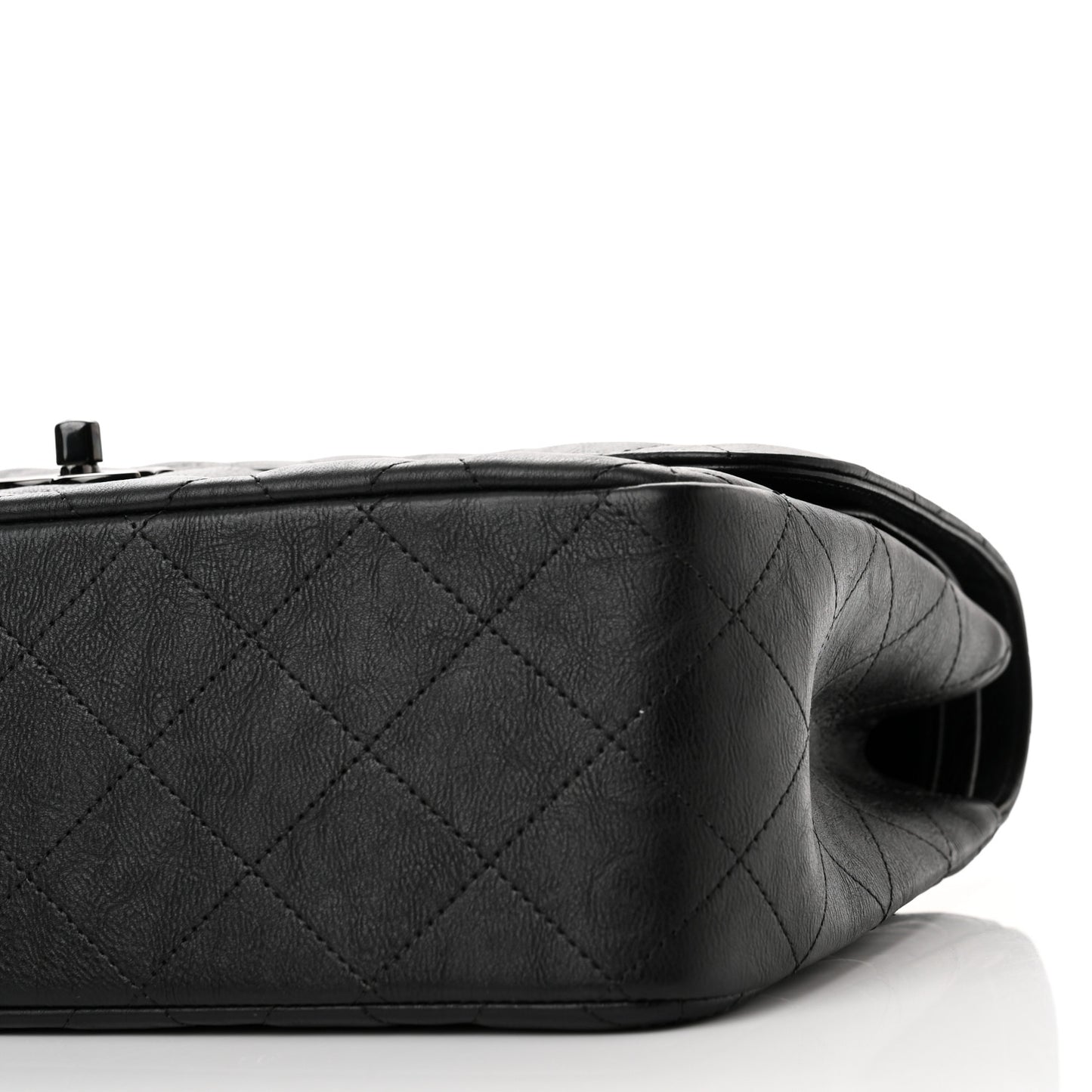 Crumpled Calfskin Quilted Jumbo Double Flap So Black