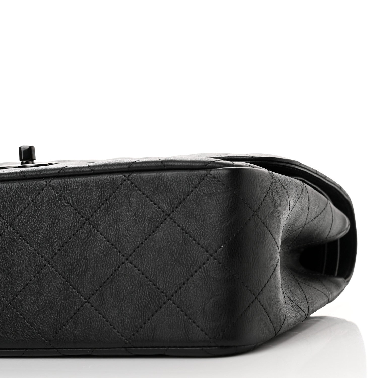 Chanel Crumpled Calfskin Quilted Jumbo Double Flap So Black 10 of 10