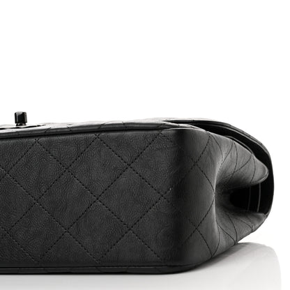 Chanel Crumpled Calfskin Quilted Jumbo Double Flap So Black 10 of 10